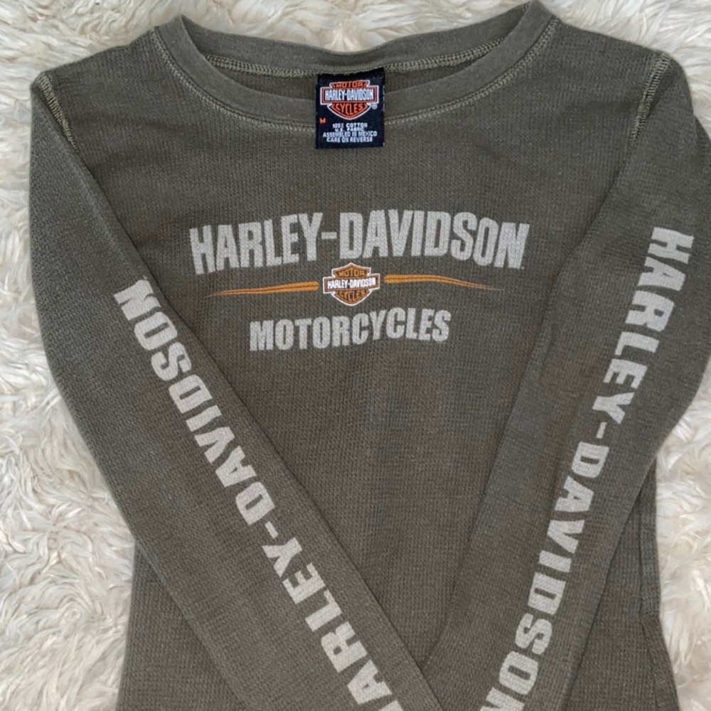 Harley Davidson Army Green Long Sleeve Shirt